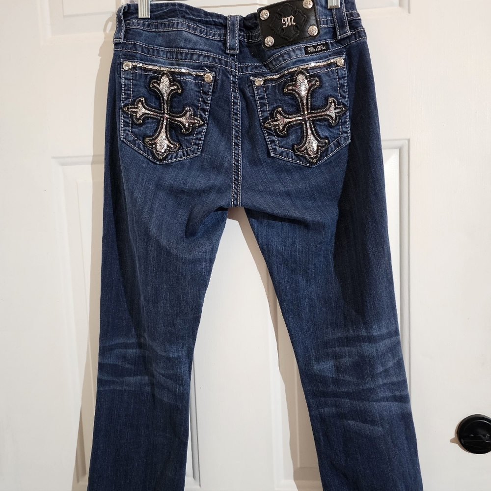 Women's Miss Me Jeans with Embroidered Cross Design